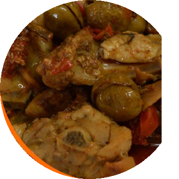 Coniglio alla cacciatora con olive